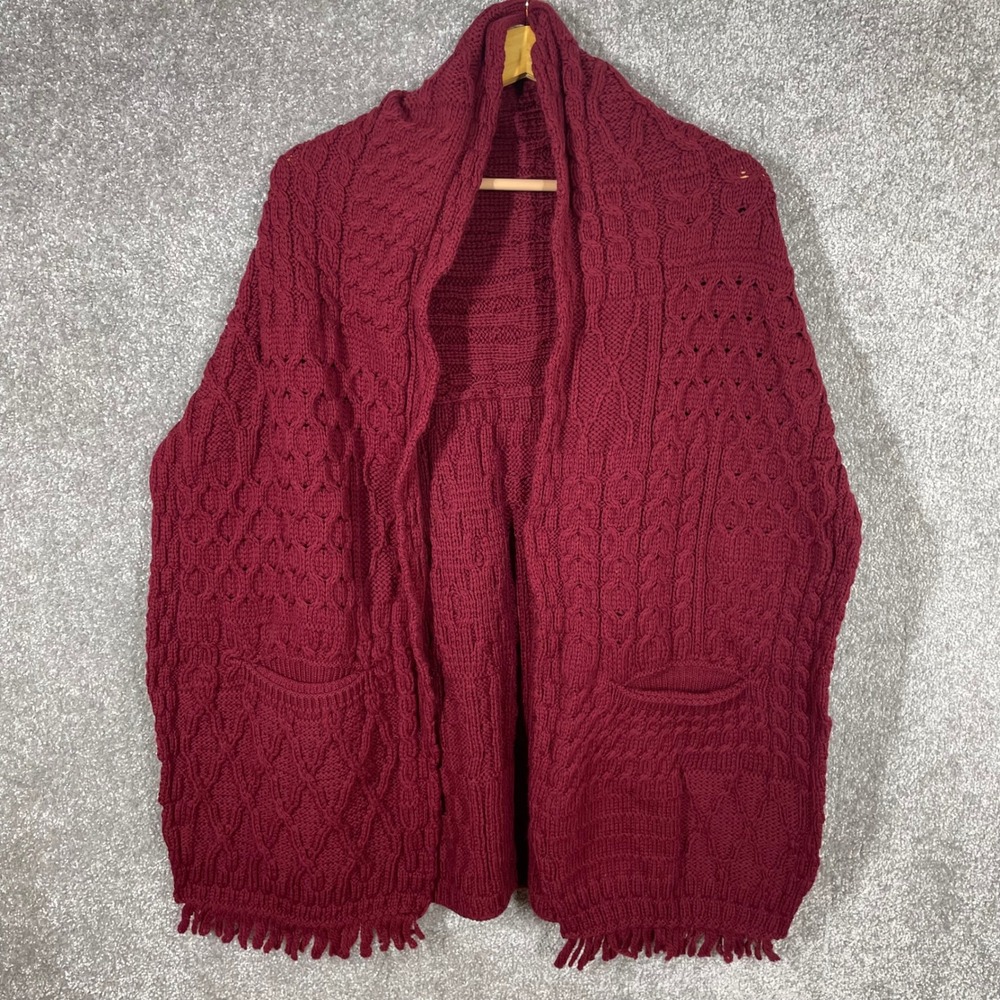 Connemara Knitwear Wool Wrap Cardigan Sweater Womens One Size Cable Knit Ireland